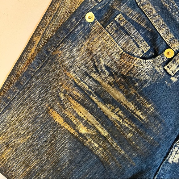 Cache’ Vintage Gold Painted Bootcut Jeans - Size 2 - Picture 10 of 10